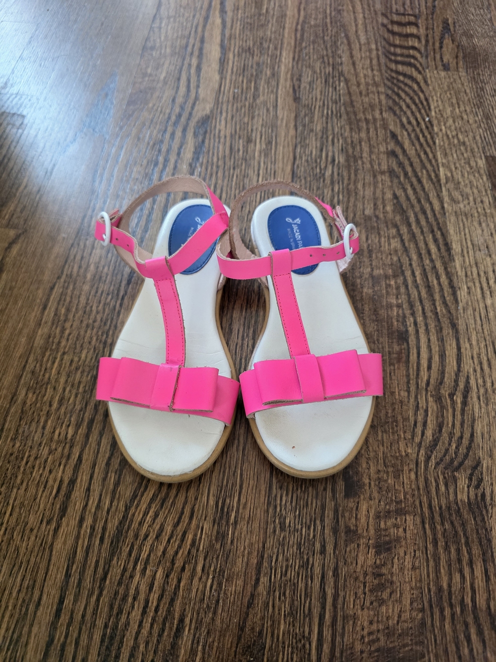 Jacadi Hot Pink Bow T-Strap Sandals - Kids Shoes - Size 29